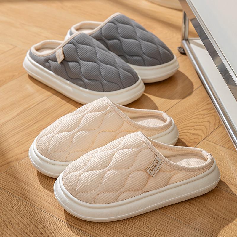 Cixi cotton slippers for home use in winter indoor home non-slip plush warm couple in winter