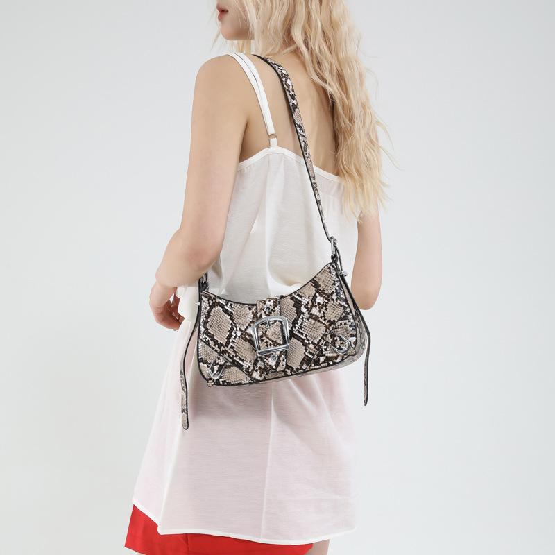 Small bag women's bag new niche snake pattern underarm small square bag fashion single shoulder messenger bag tide