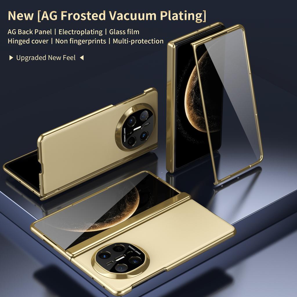 For Huawei Mate X6 AG Matte Vacuum Plating Hinge Full Protective Glass Front Film Drop Resistant Phone Case