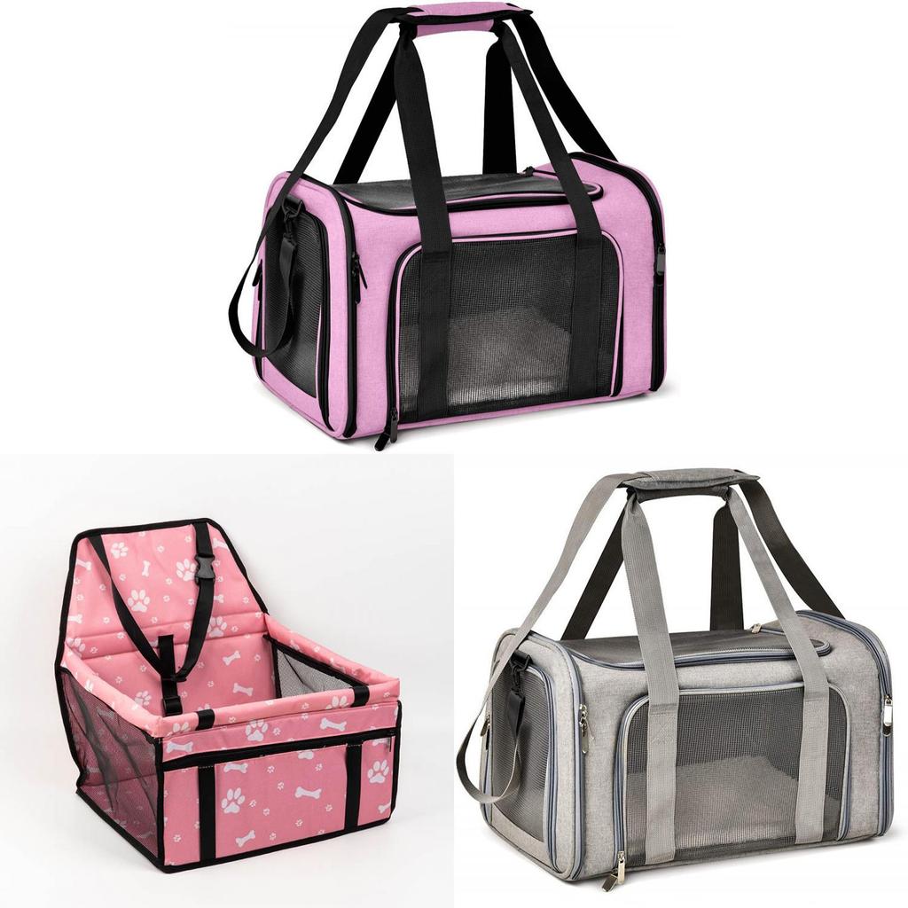 Pvc Pet Carrier Bag With Breathable Mesh Expandable Foldable For Cats And Dogs