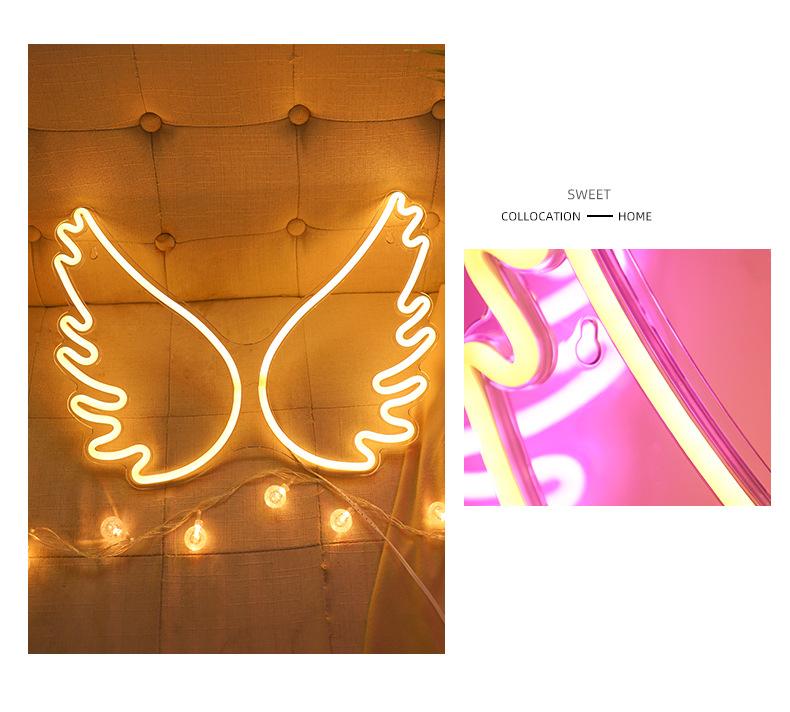 Party Decoration Glow Sticks  Neon Light Room Decoration Colorful Lights  Atmosphere Creative Decorations Ins Lights Angel Wings