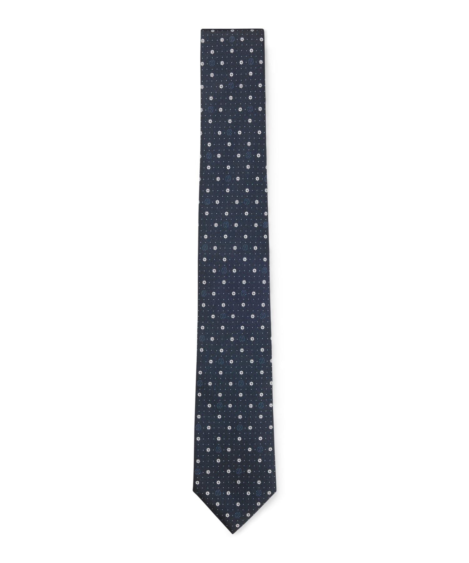 

BOSS Silk Blend Tie with Micro Double B One Dark Blue Men s Monogram, Size, темно-синий