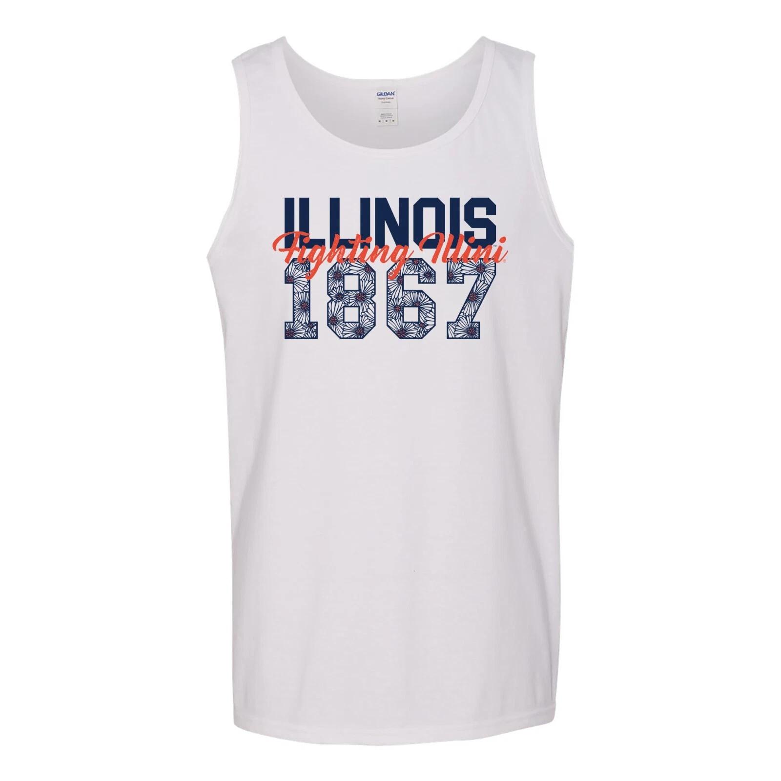 Illinois Fighting Illini Flower Power Tank Top - White 4XL