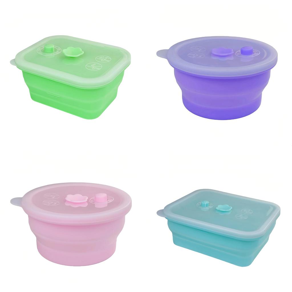 Silicone Food Storage Container With Foldable Design For Refrigerator Organization And Freshness