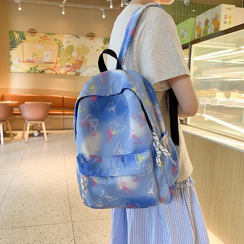 Butterfly Print Backpack Lightweight Backpack Large Capacity Campus Student Schoolbag