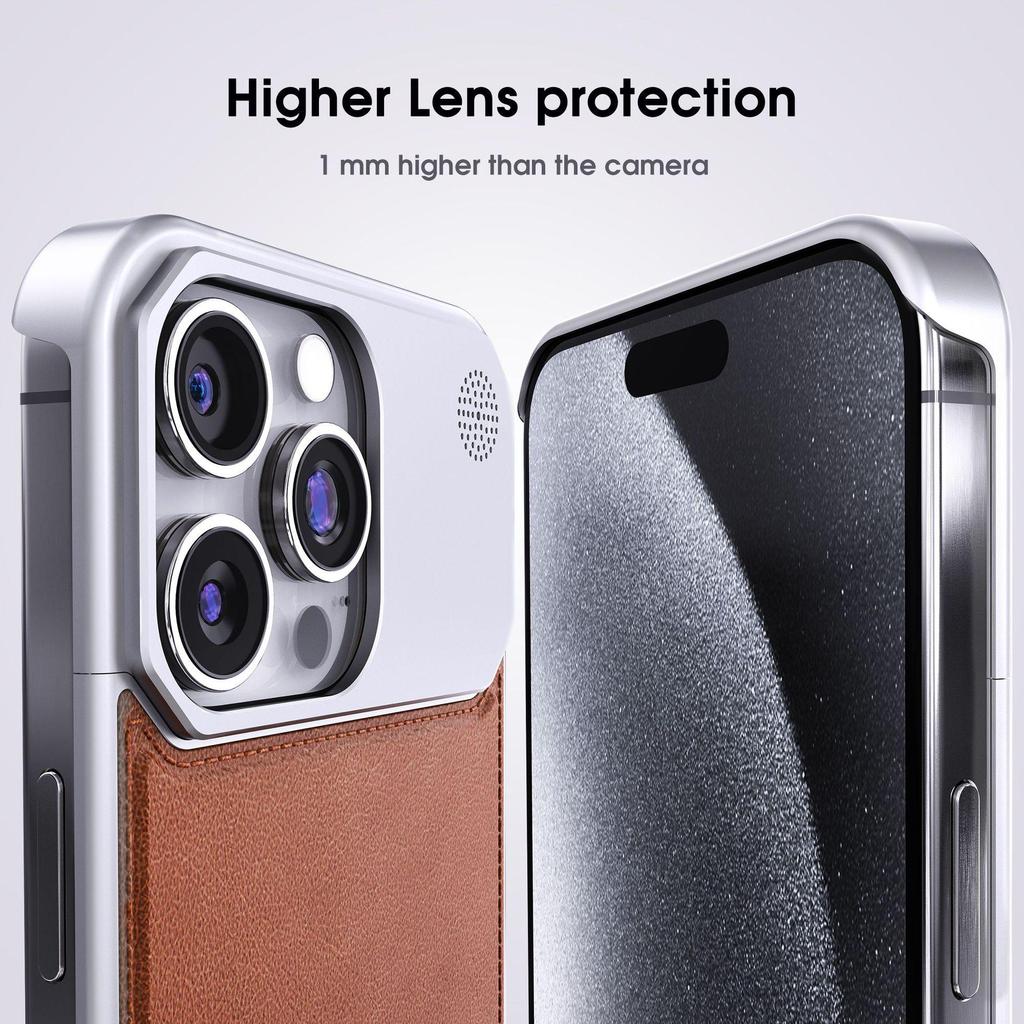 Leather & Aluminum Aromatherapy Phone Case for iPhone 15 Pro Max/iPhone 16