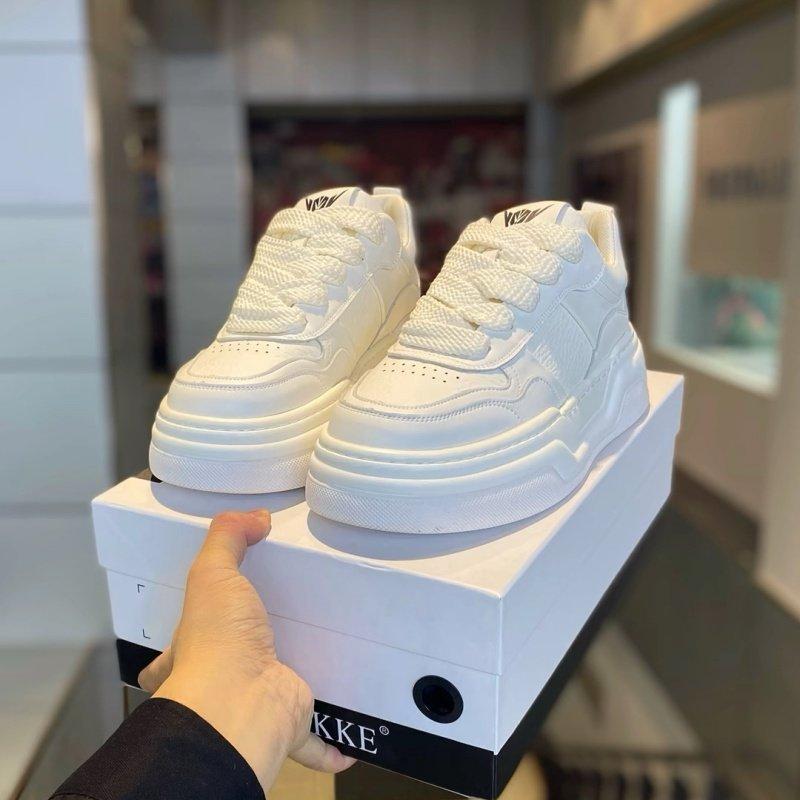 Spring low-top leather thick-soled lace-up casual board shoes trendy shoes flat-heeled outdoor shoes