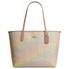 Stadt 33 Regenbogen-Print Druckknopfverschluss Tragetasche Damen Tragetaschen Beige CDA93-SVSAS