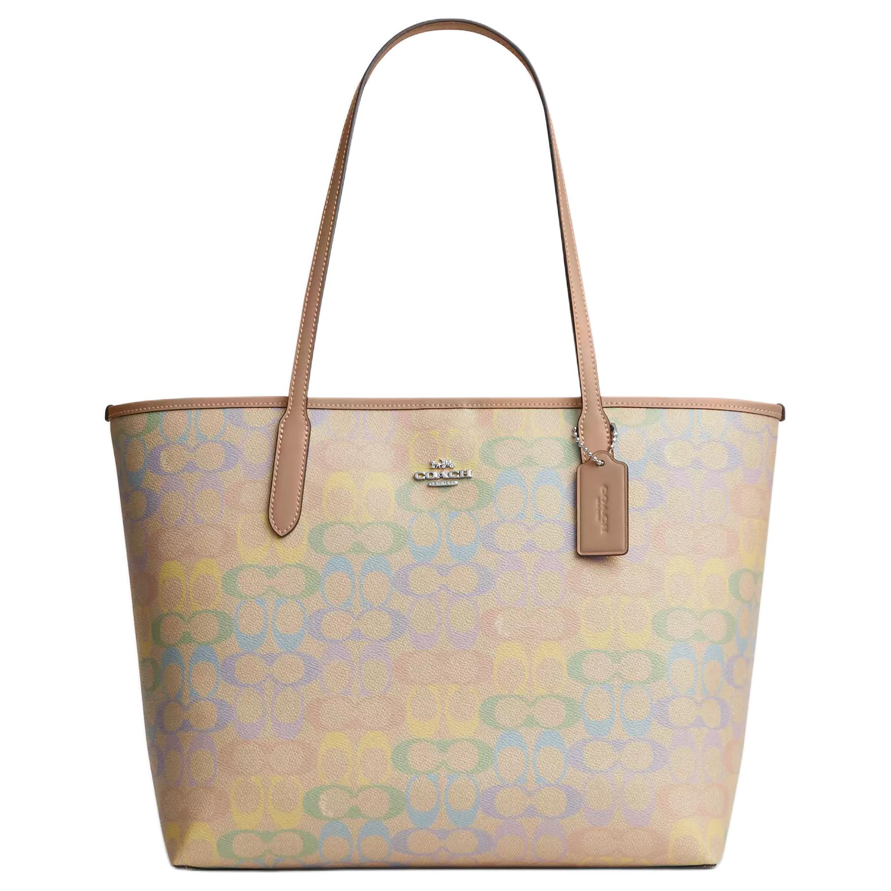 

Coach City 33 Rainbow Print Snap Closure Tote Bag Women tote bags Beige CDA93-SVSAS Basic Set (Bag+Dust Bag)