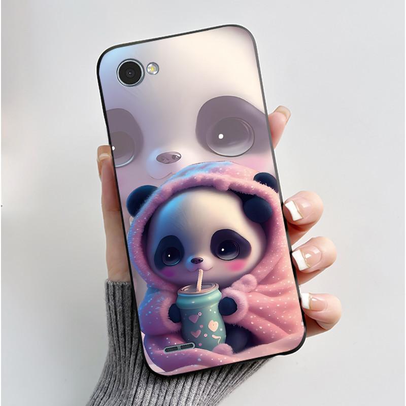 For LG Q6 Q6 Plus Q6a Case Luxury Cute Love Rabbit Funny Soft Silicone Black TPU Protective Cover LG q6 X600L X600K Phone Casing