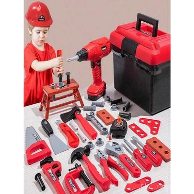 Kinder Werkzeugkasten Spielzeug 68/55/41/38 Simulierter Reparaturwerkzeugkasten Rollenspiel Ingenieur Kunststoff Konstruktionsspielzeug Kleinkind Kinder Jungen Geschenk
