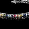 Bracciale Tennis Chain con Zirconi Arcobaleno 3mm Rame Micro Pave Design a Riga Singola per Acquirenti di Boutique Fornitura Gioielli Personalizzati