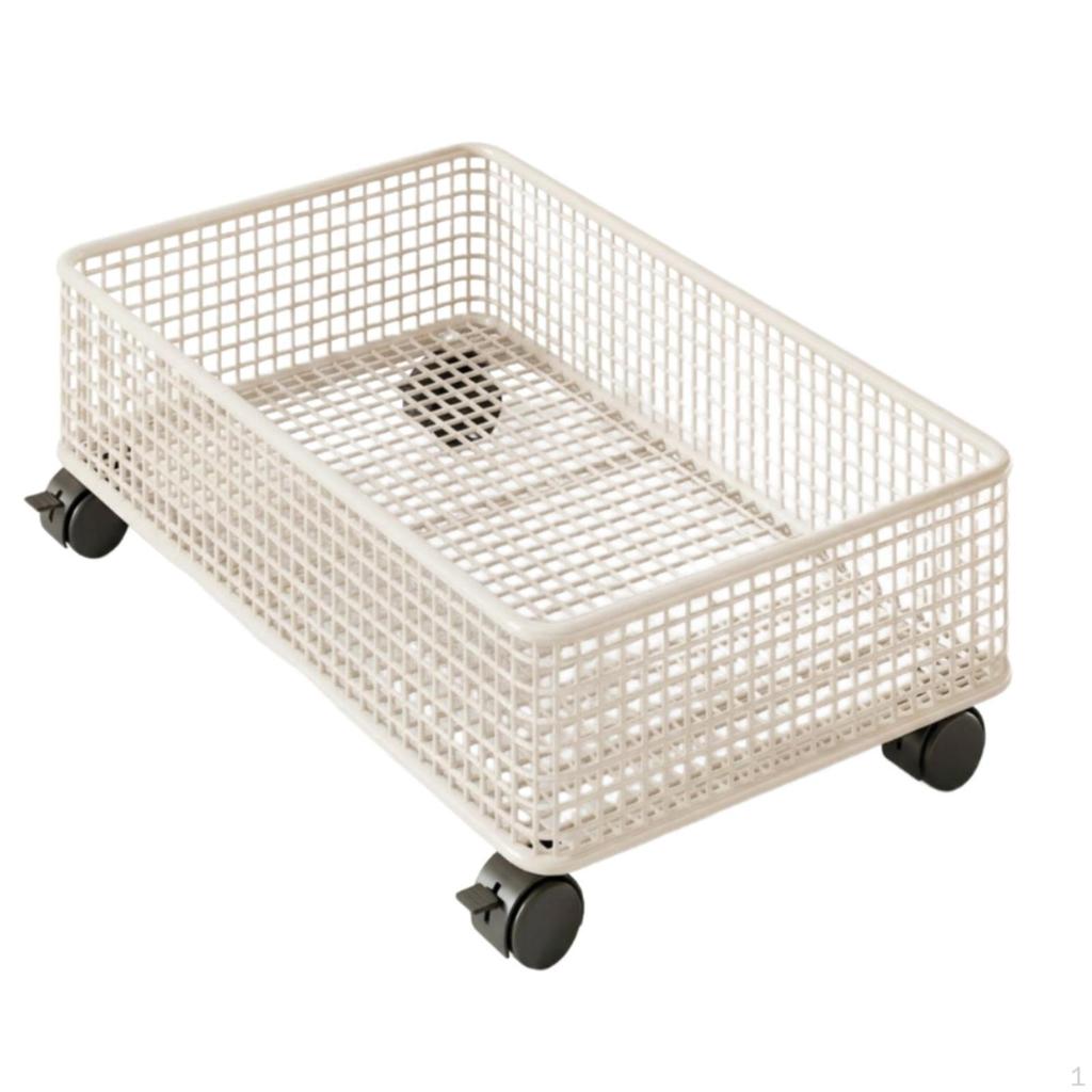 UnderBed Storage Basket LowClearance Metal Wire Rounded Corners White L Mobile