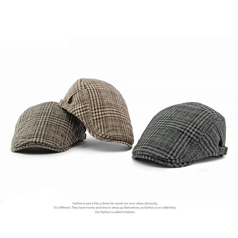 Hat Autumn Plaid Beret Men's British Forward Cap Women's Cap Peaked Cap