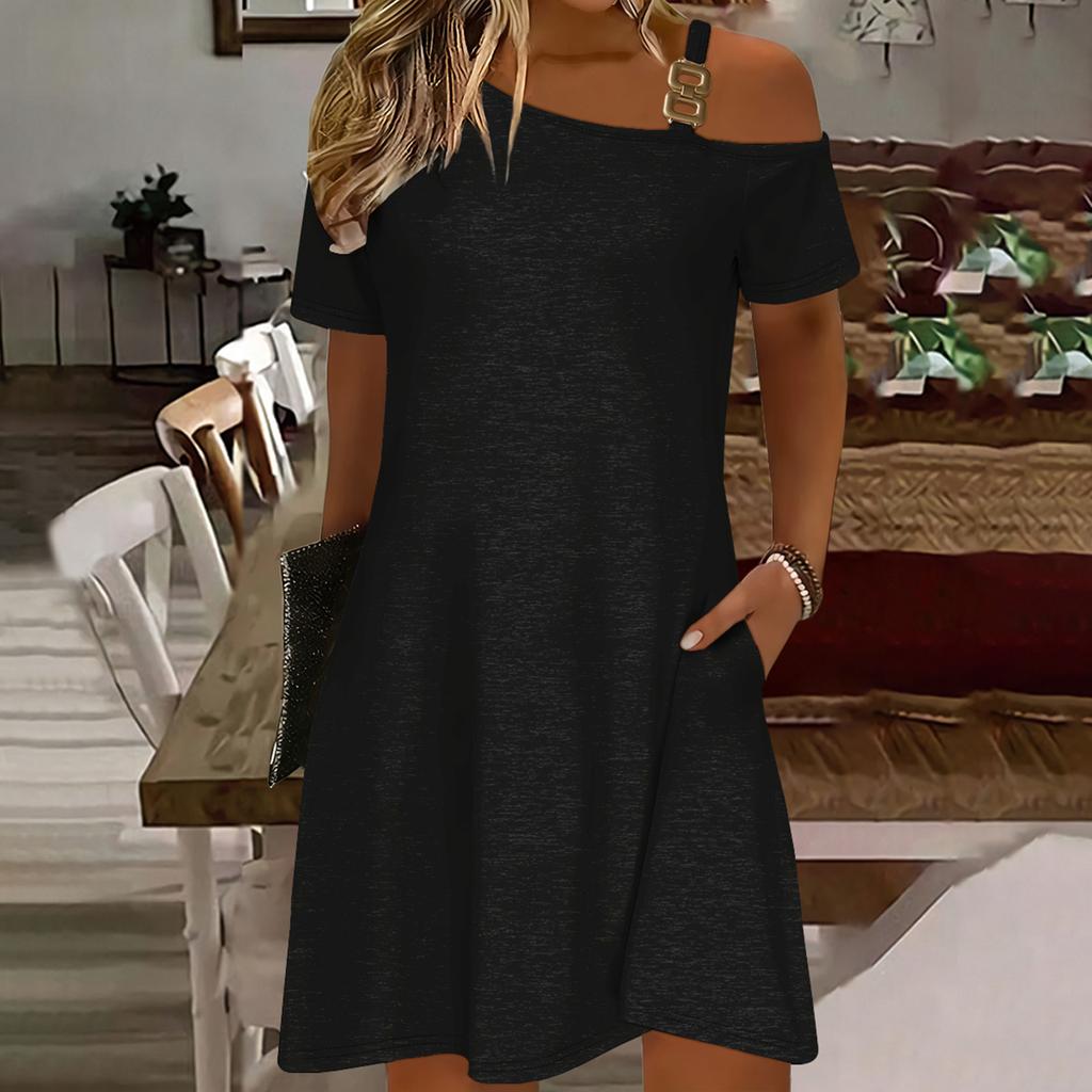 Women's Casual Loose-fitting Sexy Off-shoulder Short-sleeved Dress