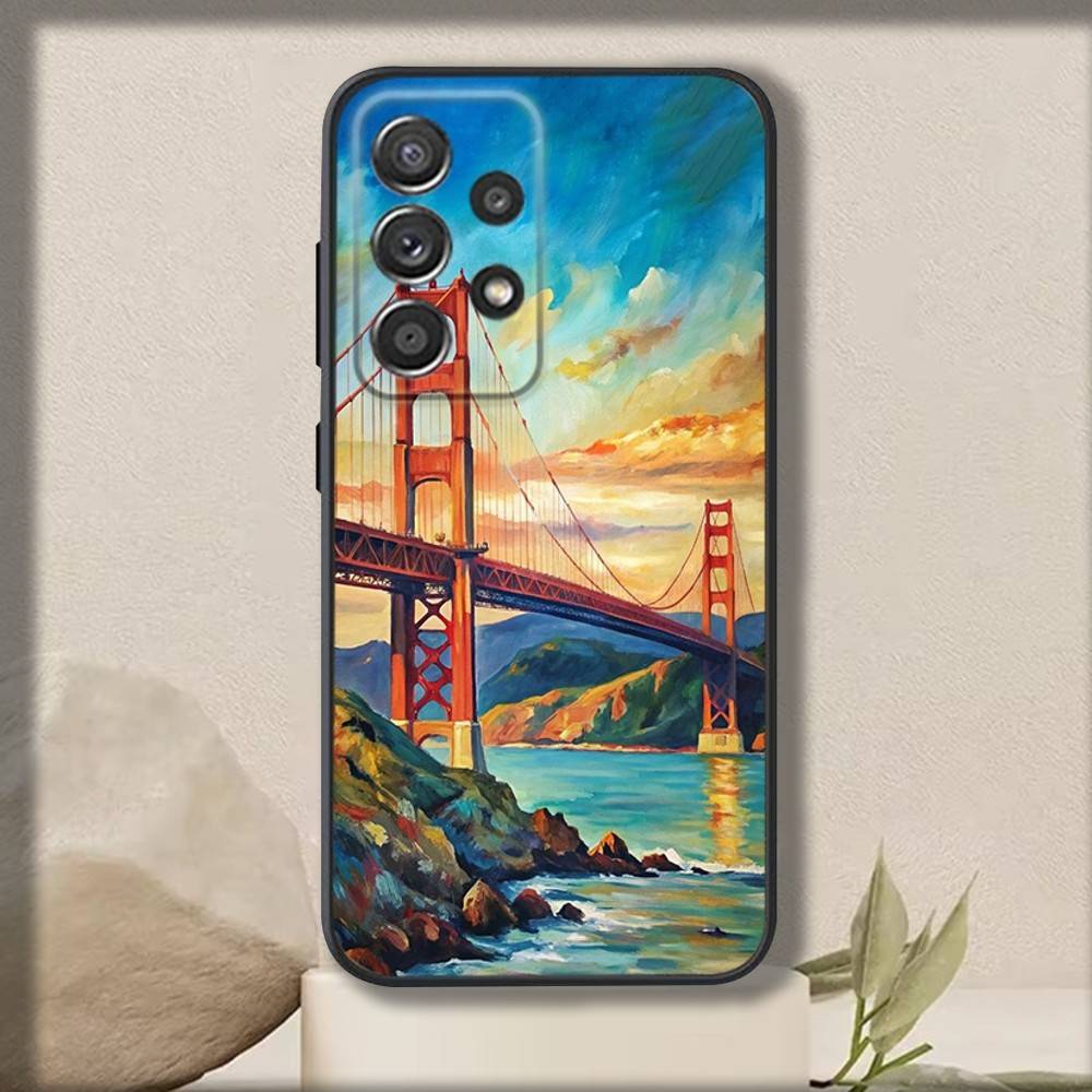 

Golden Bridge San Franciscos Phone Case For Samsung S 25,24,23,22,30,21,10,9,Ultra,Plus,Lite,FE,4,5 G Soft Black Case Samsung S235G