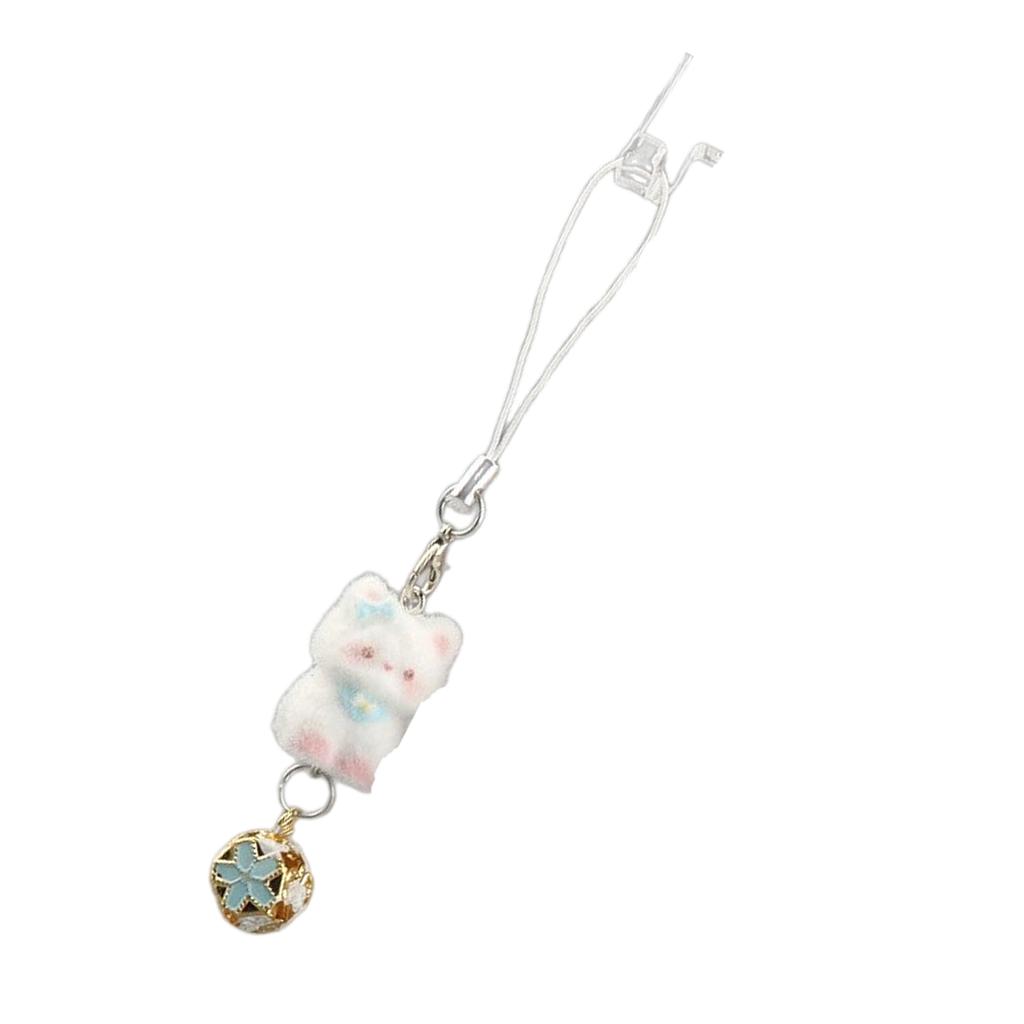 Stylish Cats Shaped Key Holder Flocking Flocking Phone Charm Portable Designs for Fashionable Lifestyle