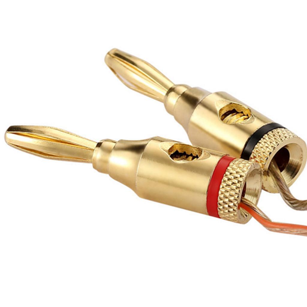 10 Pieces Speaker Banana Plugs Open Screw Type Home Theater Audio Jack Connector 24K Gold Plated Plugs Easy to Use
