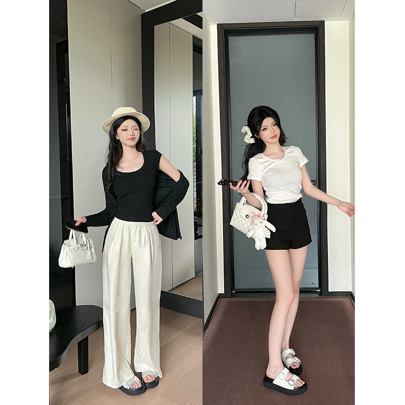 Sheepskin version~ High-value thick-bottomed casual one-word slippers for women's summer outer wear 2025 spring height-increasing cool slippers