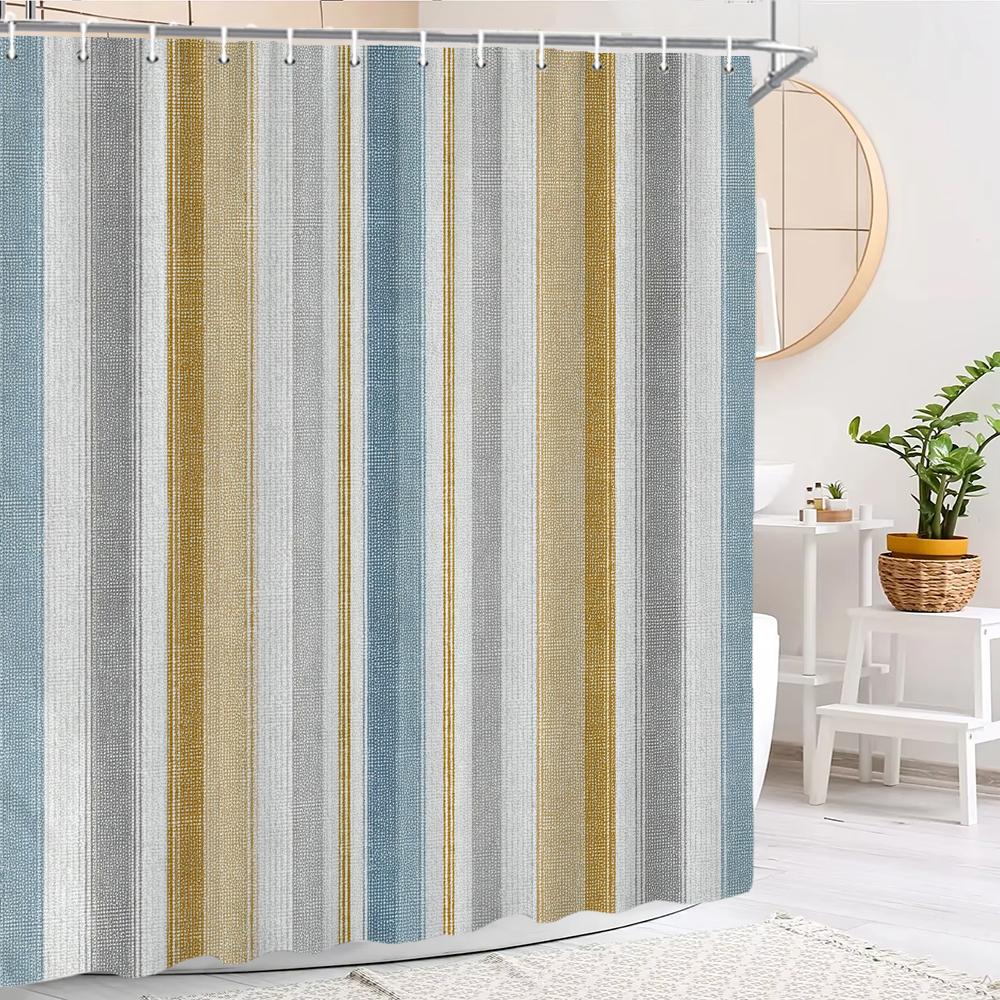 Modern Minimalist style Geometric Shower Curtain, Bathroom Decorative Shower Curtain, Waterproof Shower Curtain with Hooks