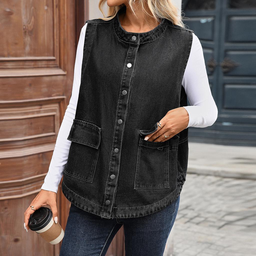 Women's Fashion Casual Solid Color Denim Jacket Short Top