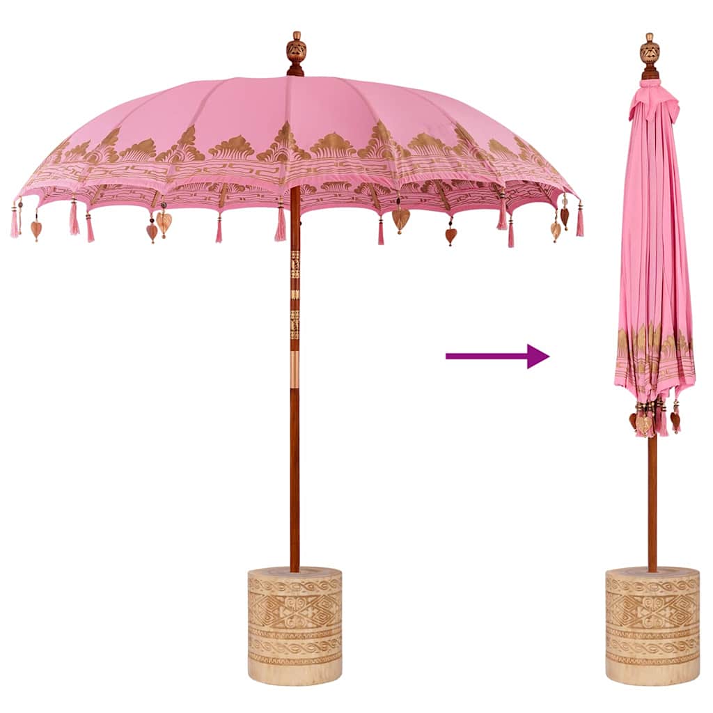 Balinese Parasol with Base Pink Ø 210 220 Cm