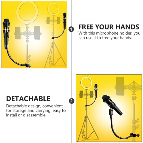 Alasum Studio Condenser Microphone Stand, Mike Microphone Rack, Microphone Arm Desk Mount, Microphone Storage Stand with Rotating Microphone Clamp, Me