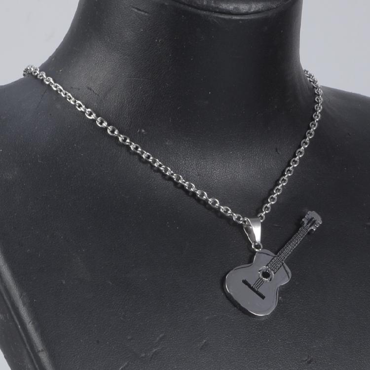 Men's Women's Guitar Pendant with Chain Hip Hop Music Style Pendant Jewelry