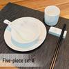 Luminous Lotus 5-Piece Ceramic Dinnerware Set