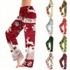 Women's Christmas Plush Pants with Snowflake and Christmas Tree Print, Cozy Sleep Pants for Home