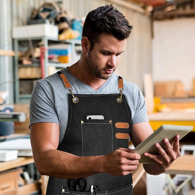 Thickened Custom Cotton Apron: Dirt-Resistant, Waterproof & Oil-Proof Kitchen Canvas
