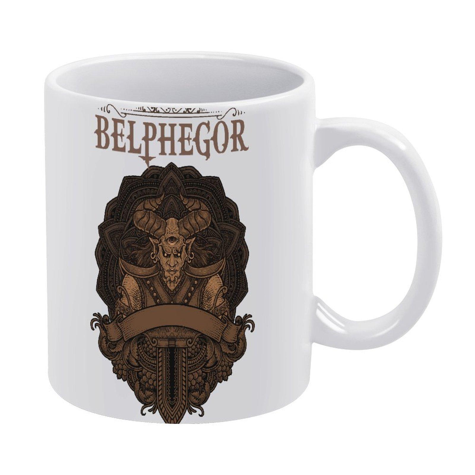 

11oz White Ceramic Cup with Printed Surface on Both Sides, Durable Body for Coffee, Tea, Milk and Daily Warm Drink Routine белый