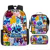 Large Capacity Schoolbag with Shoulder Strap; Student Three-piece Pencil Case Set