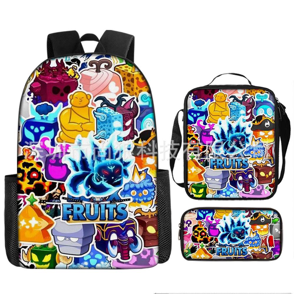 Large Capacity Schoolbag with Shoulder Strap; Student Three-piece Pencil Case Set