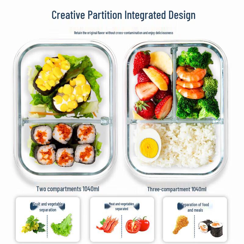 Junyi 1040ml 3-Compartment Lunch Box with Meal Bag
