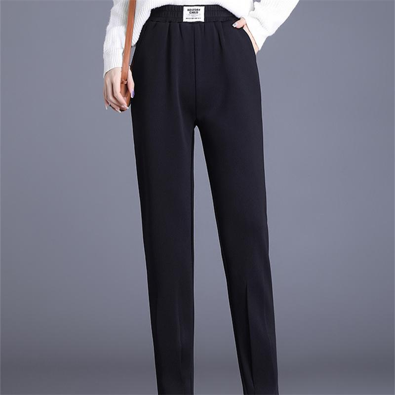2022 Autumn Winter Female Korean Fashion Leisure Woman Pant Straight Elastic High WaistWarm Pants Women Elegant Loose Streetwear