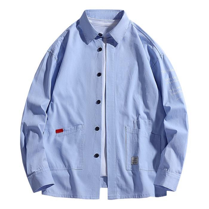 

New Spring and Summer Men s Work Jacket Versatile Casual Hong Kong Style Loose Long-sleeved Shirt Jacket 4XL