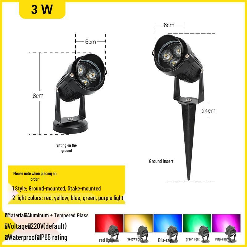 Outdoor Waterproof Tree Spotlight, Garden Floodlight, Landscape Light, Ground Plug Lawn Light