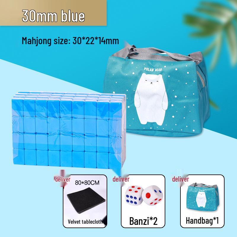 Compact Travel Mahjong Set - 24mm & 30mm Tiles, Solid Carved Sparrow Design, Ideal for Dorms and Table Games