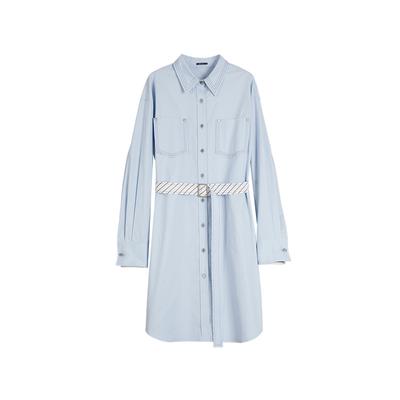 Commuter Minimalist Comfortable Elegant Long Sleeve Dress Women Dresses Blue EL40053