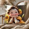 Butterfly Sunflower Series Throw Pillow Covers With Digital Printing Of Short Plush Fabric Car-Shaped Sofa Cushion Home Decor