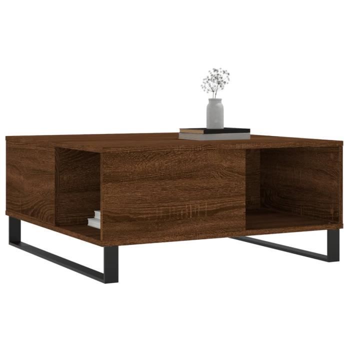 VidaXL Table basse chêne marron 80x80x36,5 cm bois d'ingénierie 830795