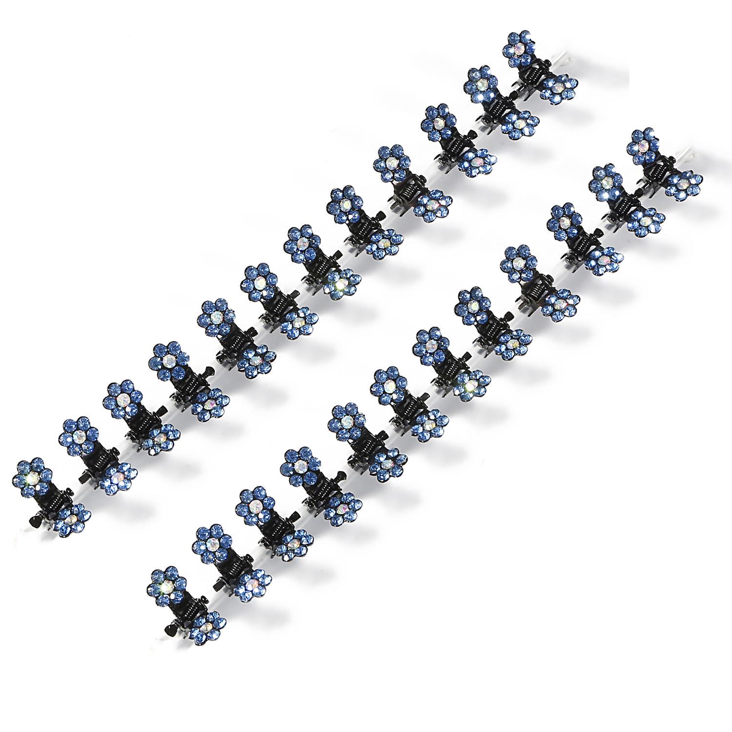 

Маленькие мини заколки для волос со стразами для девочек 12 шт 2х1.6 см синий