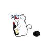 Adorable Kitten Red Wine Bottle & Glass Brooch - Enamel Pin Badge