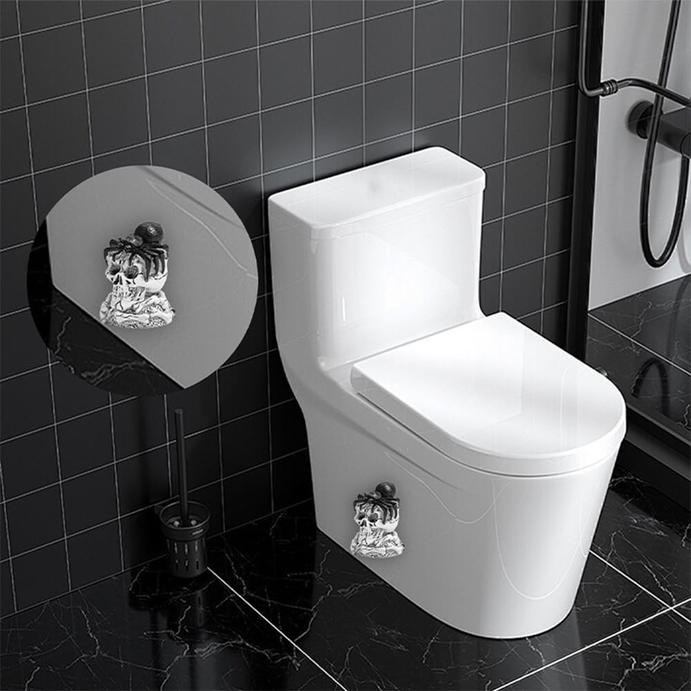 Skull Toilet Bolt Caps, Gothic Toilet Bolt Covers Decorative, Fun Skull Toilet Bolt Covers, Universal Toilet Bolt Caps for Bottom of Toilet Halloween