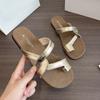 High-value cool slippers women's summer outer wear 2025 new flat bottom low heel soft bottom going out beach one-word drag