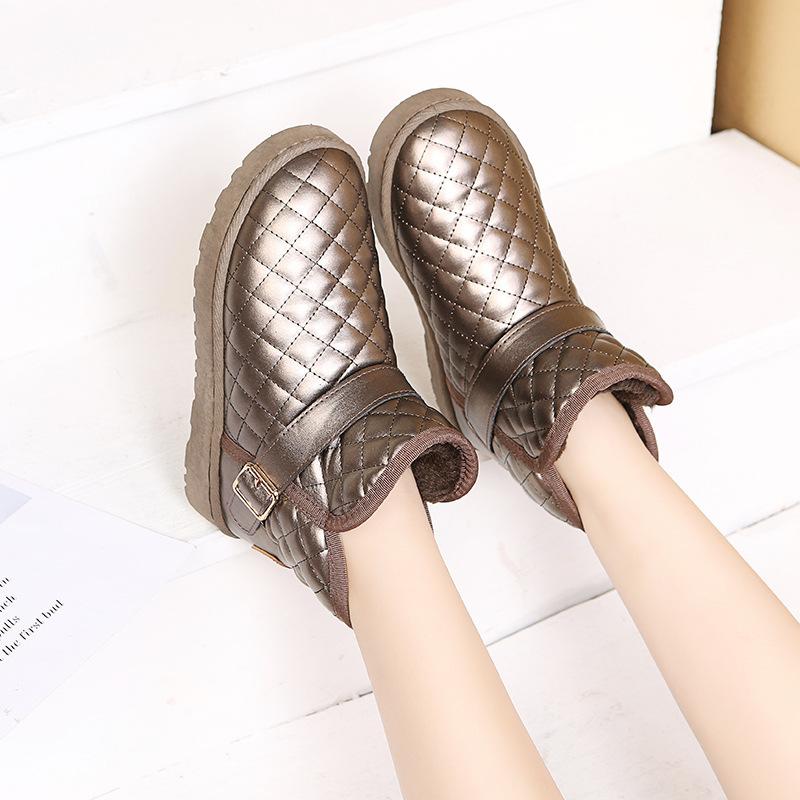 Thick Plush Winter Keep Warm Boots for Women Non-slip Waterproof Snow Boots Woman Flat Heels Warm Cotton Padded Shoes