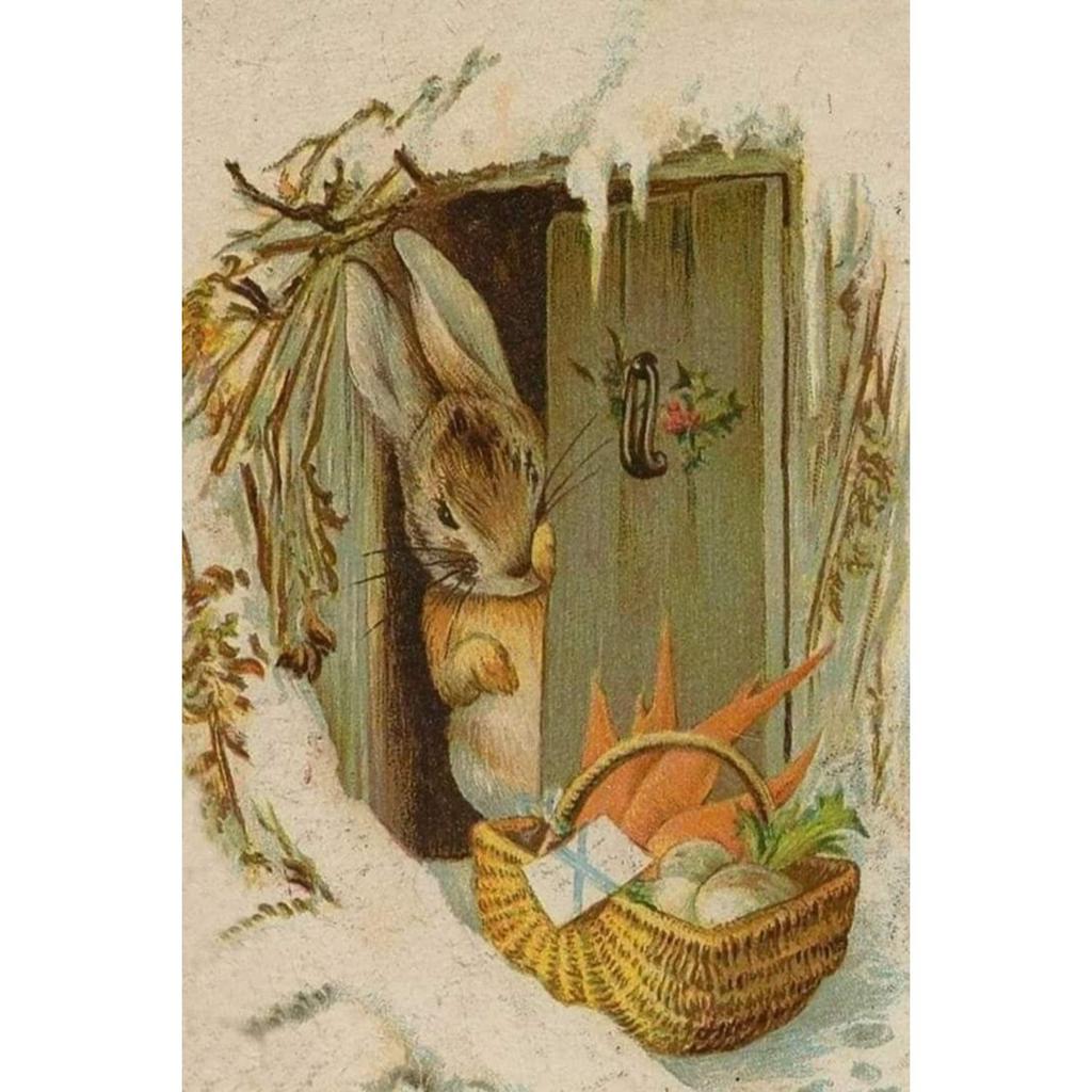 Easter Metal Wall Art Decor Vintage Cartoon Bunny Rabbit Rustic Tin Sign Home