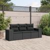 Vidaxl 3-Cz. Garden Lounge Set, Cushions, Black PE Rattan
