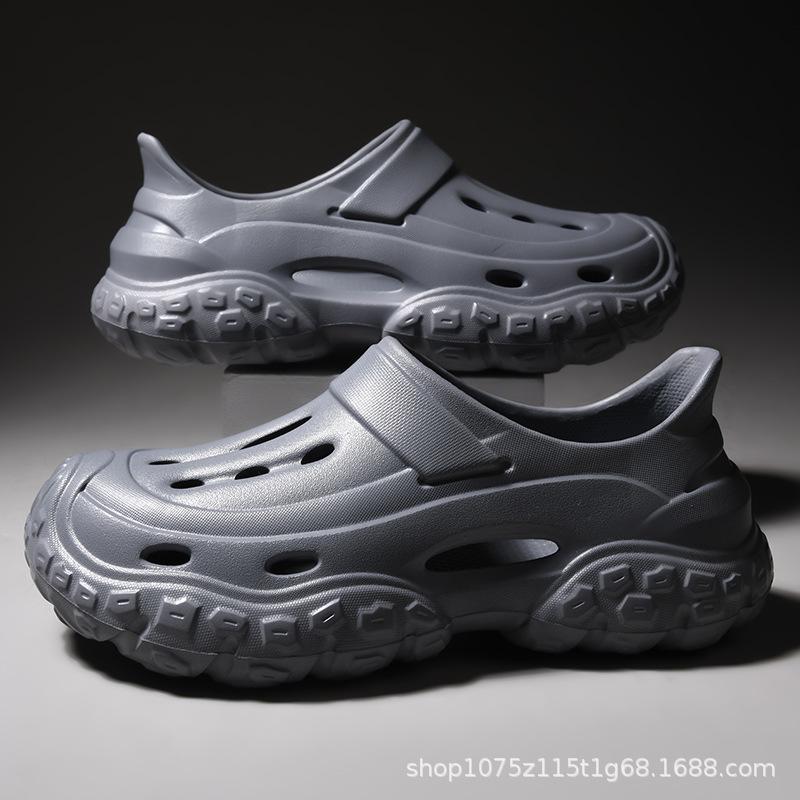 Summer New Outer Wear Non-slip Breathable Thick-soled Bag Head Slippers Casual Seaside Beach Sandals Hole Shoes Men